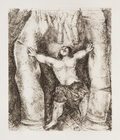Samson Overturns the Columns, Impressionist Etching by Marc Chagall