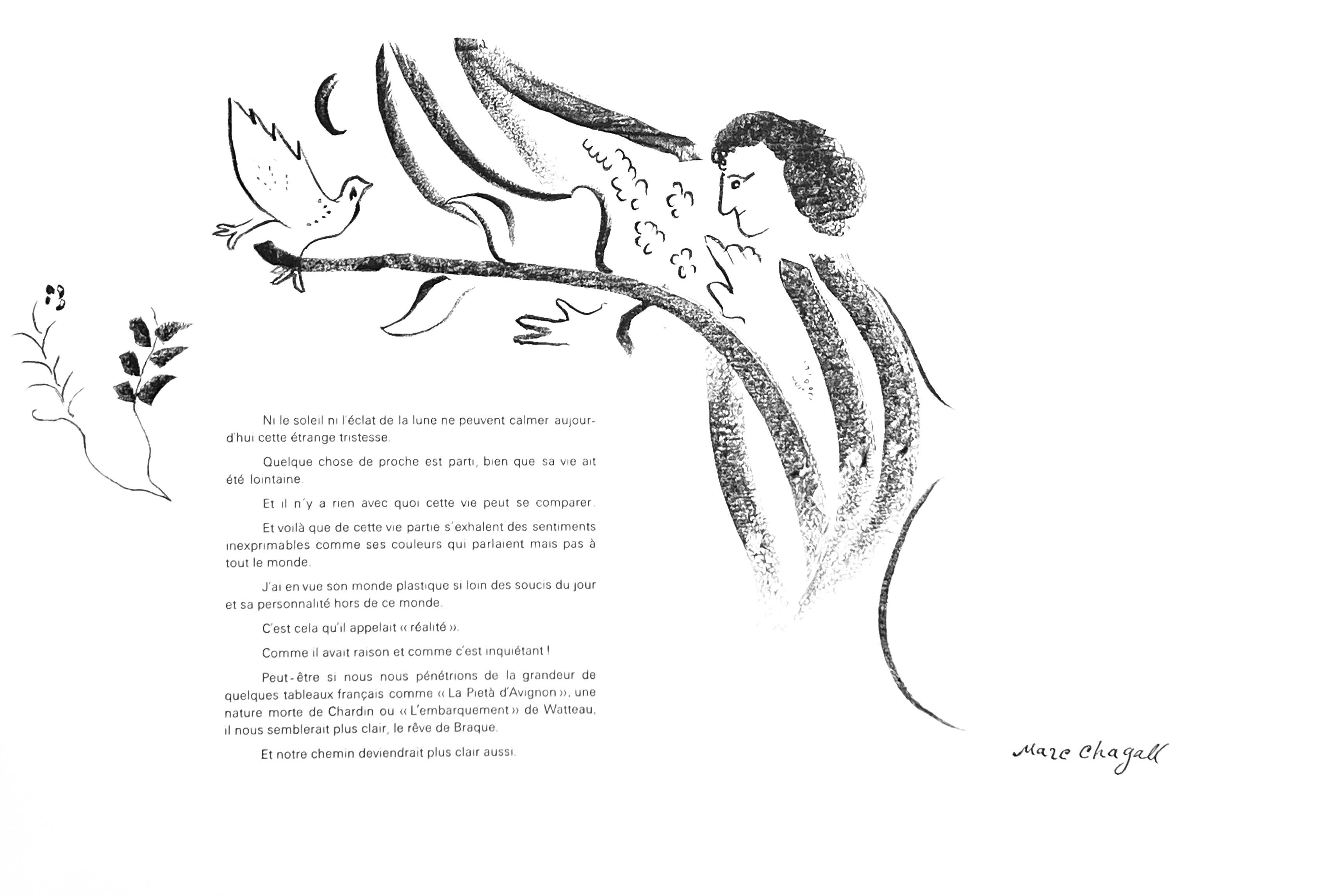 Landscape Print de Marc Chagall - Sans titre, L'Hommage à Georges Braque, Derrière le miroir