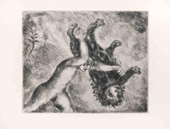 Sanson and the Lion - Etching by Marc Chagall - 1956
