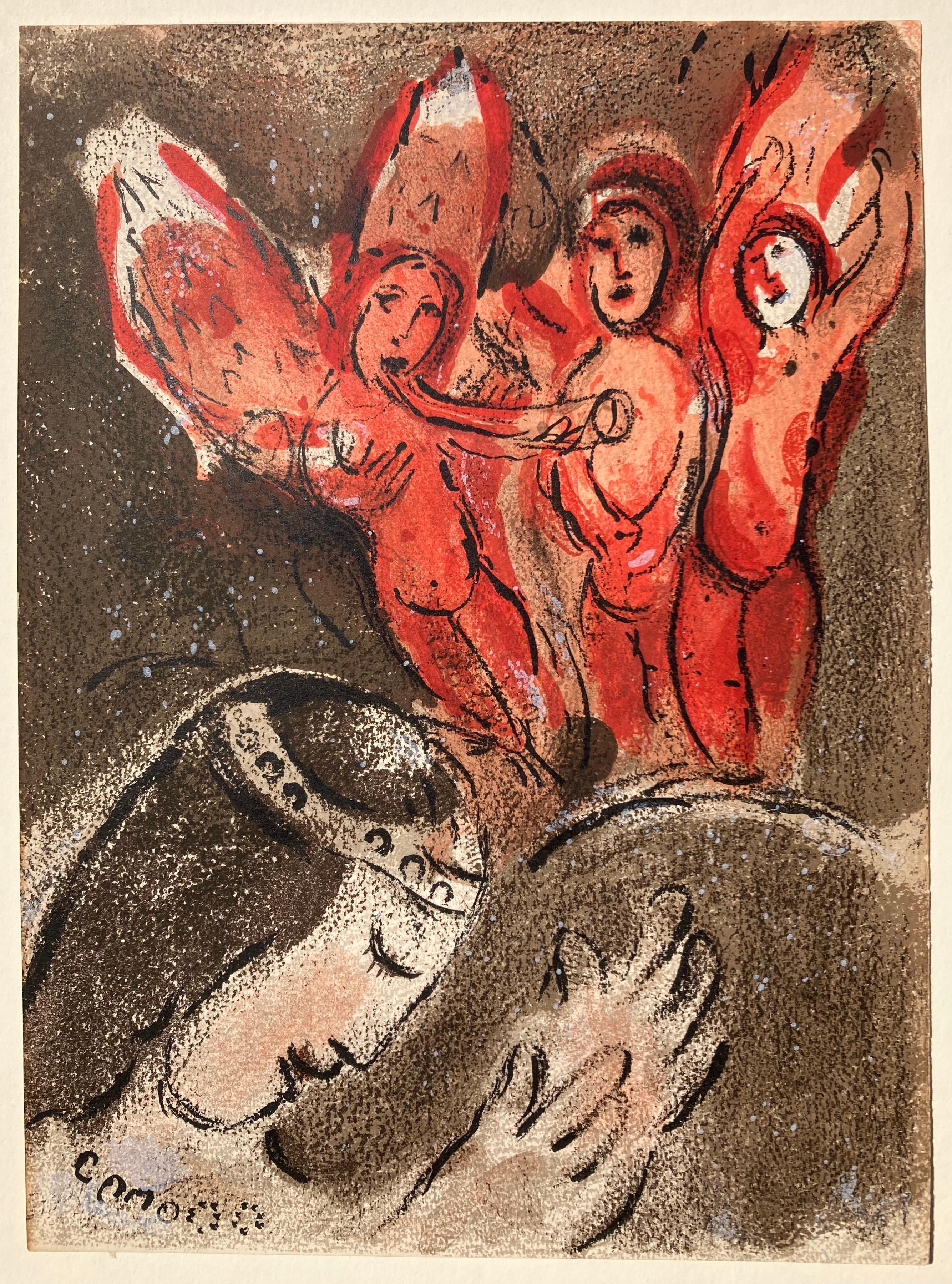 Marc Chagall Figurative Print – SARA UND DIE ANGELN  - aus der Bibel