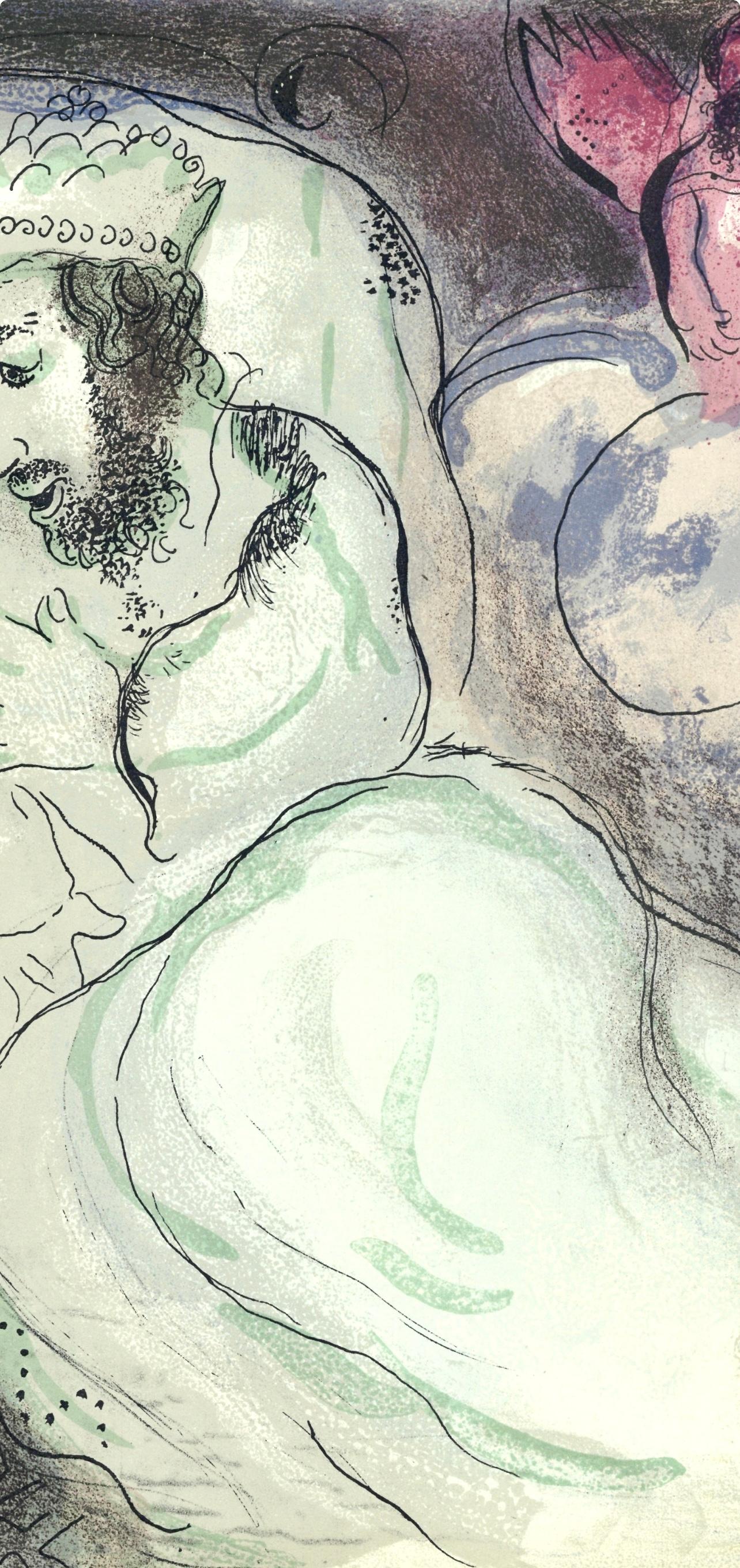 Sara et Abimelech (Mourlot 230-77; Cramer 42), Dessins Pour La Bible - Beige Figurative Print by Marc Chagall