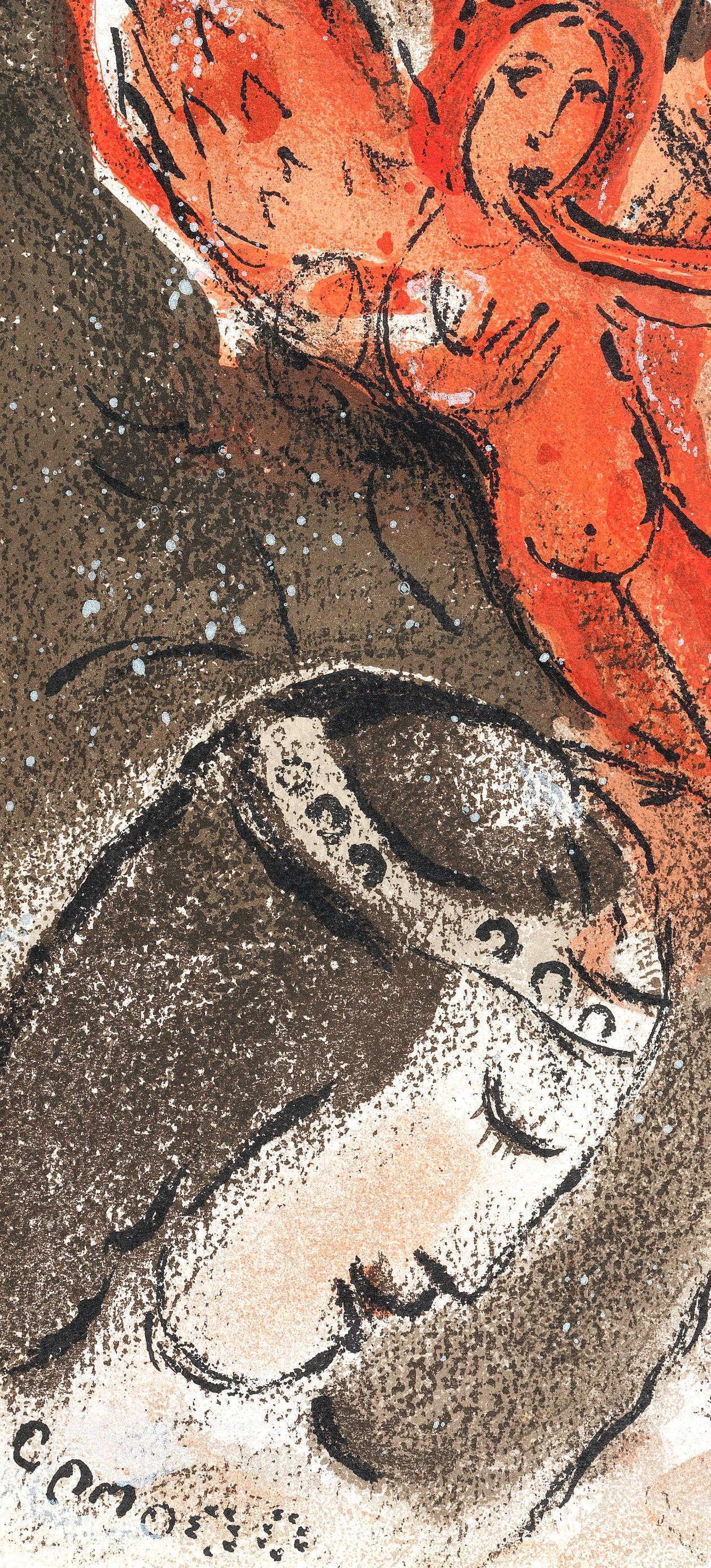 Sara et les Anges (Mourlot 230-77; Cramer 42), Dessins Pour La Bible - Expressionist Print by Marc Chagall