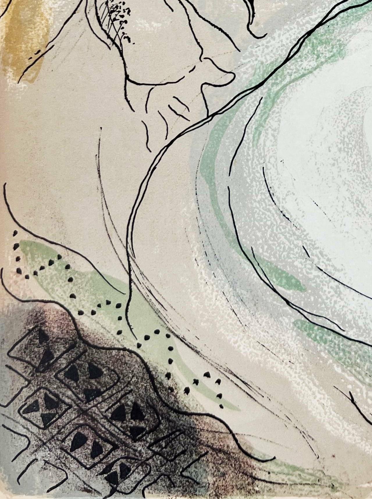 Sarah And Abimelech - Gray Figurative Print by Marc Chagall