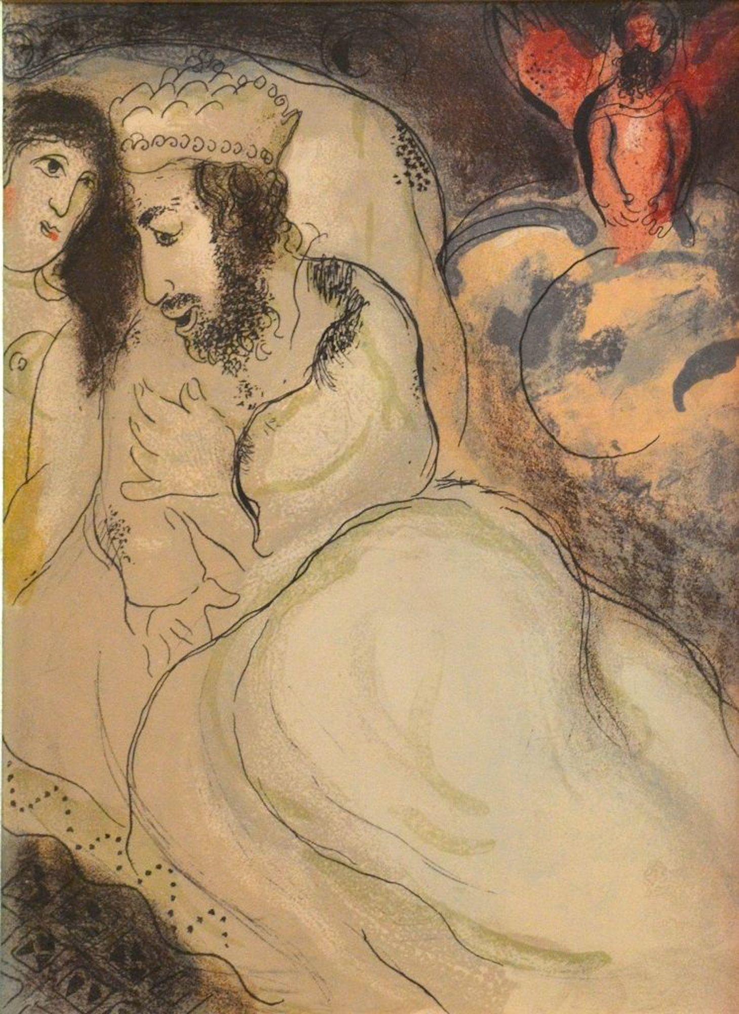 Marc Chagall Print - Sarah and Abimelech - from the series "Illustrations for the Bible" -  1960