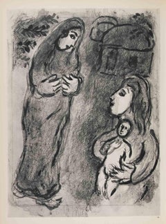 Sarah and Agar - Héliogravure by Marc Chagall - 1960