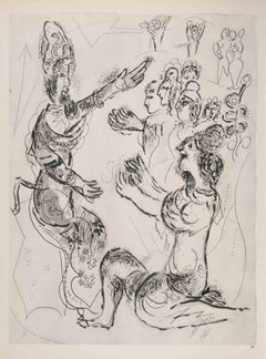 Sarah et Moïse - Héliogravure de Marc Chagall - 1960