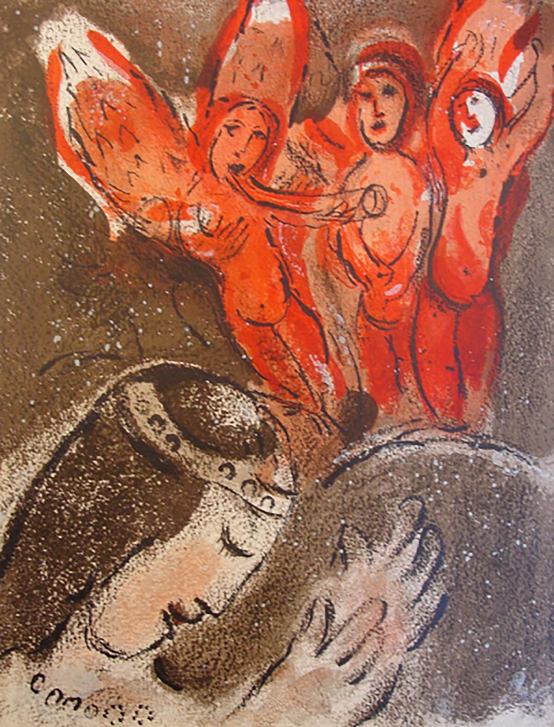 Marc Chagall Figurative Print - Sarah and the Angels