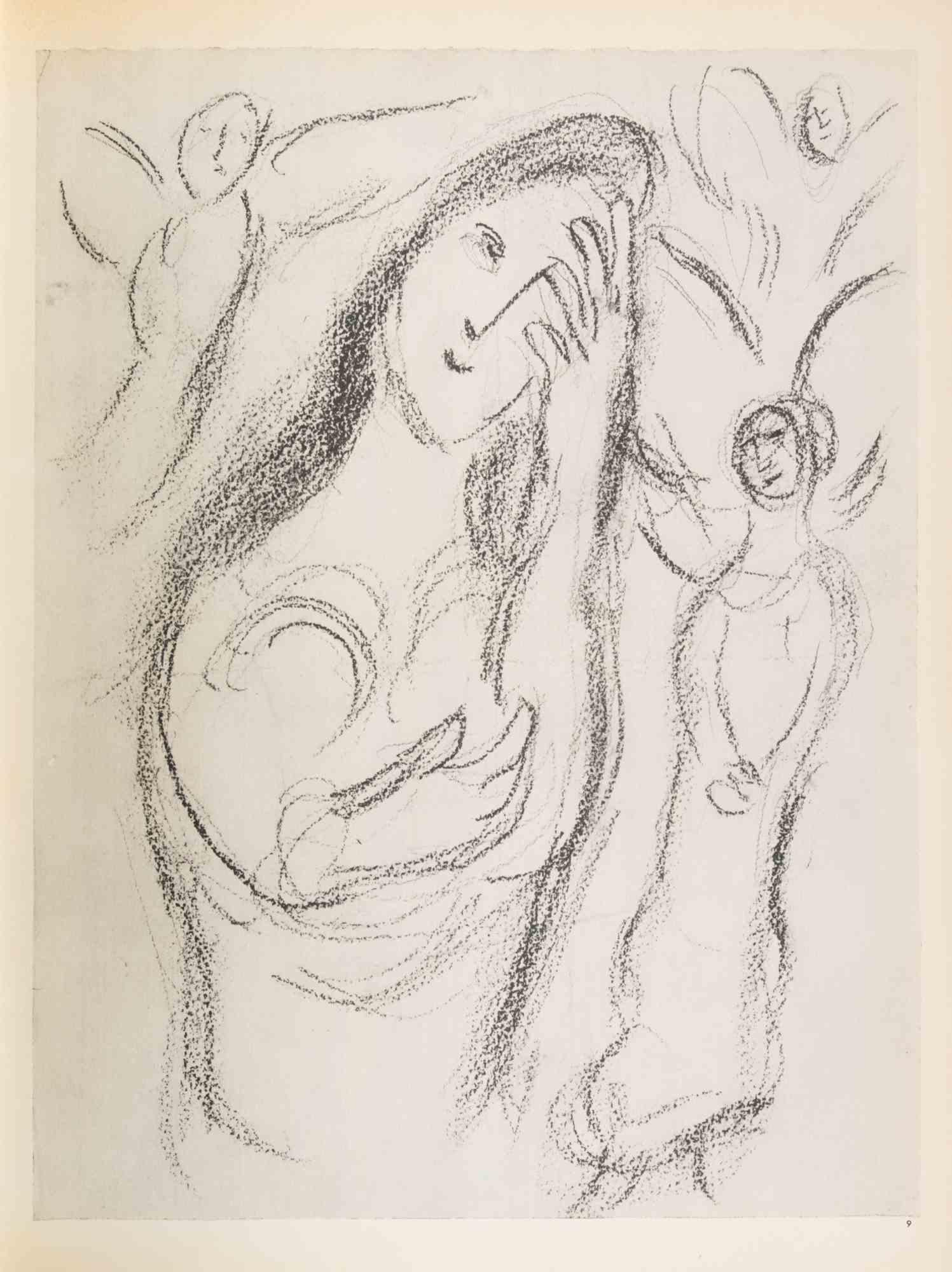 Sarah and the Angels - Héliogravure by Marc Chagall - 1960 For Sale 1