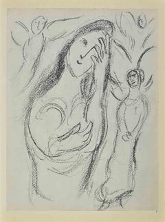 Vintage Sarah And The Angels - Lithograph by Marc Chagall - 1960