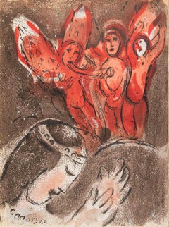Sarah and the Angels - Lithograph by Marc Chagall - 1960