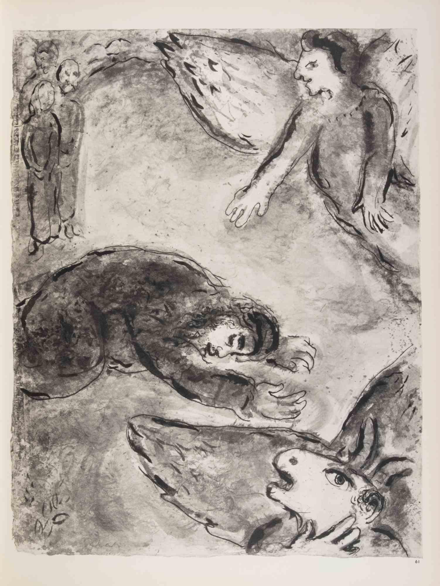 Satán prueba la fe de Job - Heliograbado de Marc Chagall - 1960