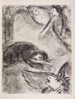 Satán prueba la fe de Job - Heliograbado de Marc Chagall - 1960