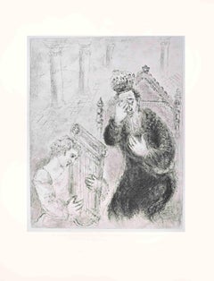 Saul and David - Etching by Marc Chagall - 1956