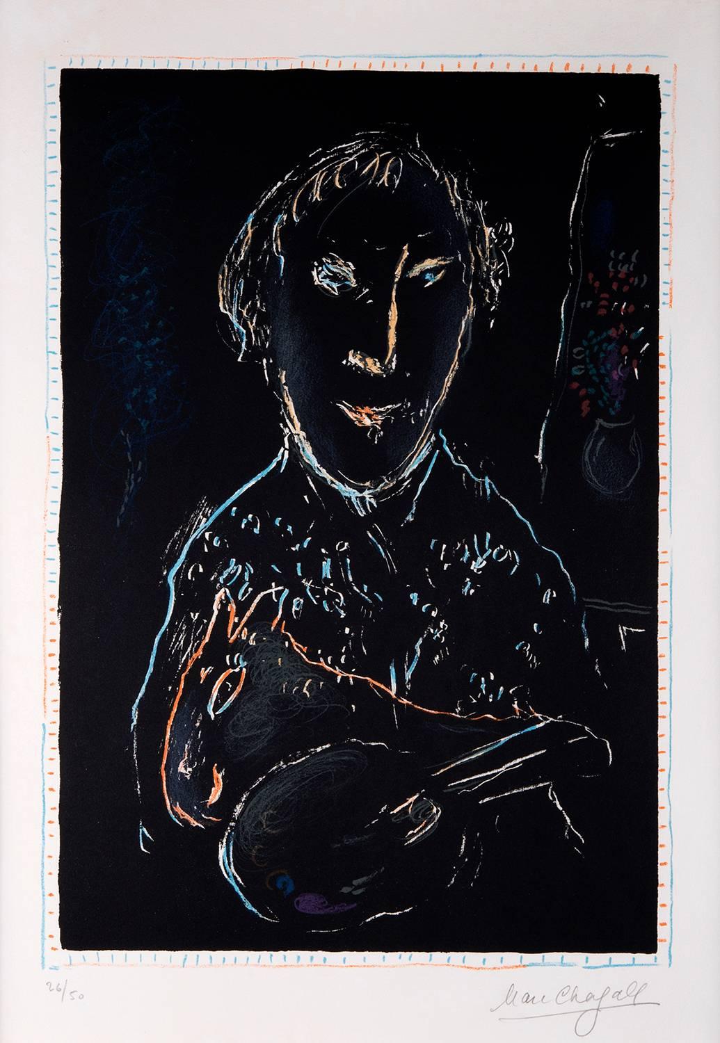 Marc Chagall Figurative Print - Self Portrait