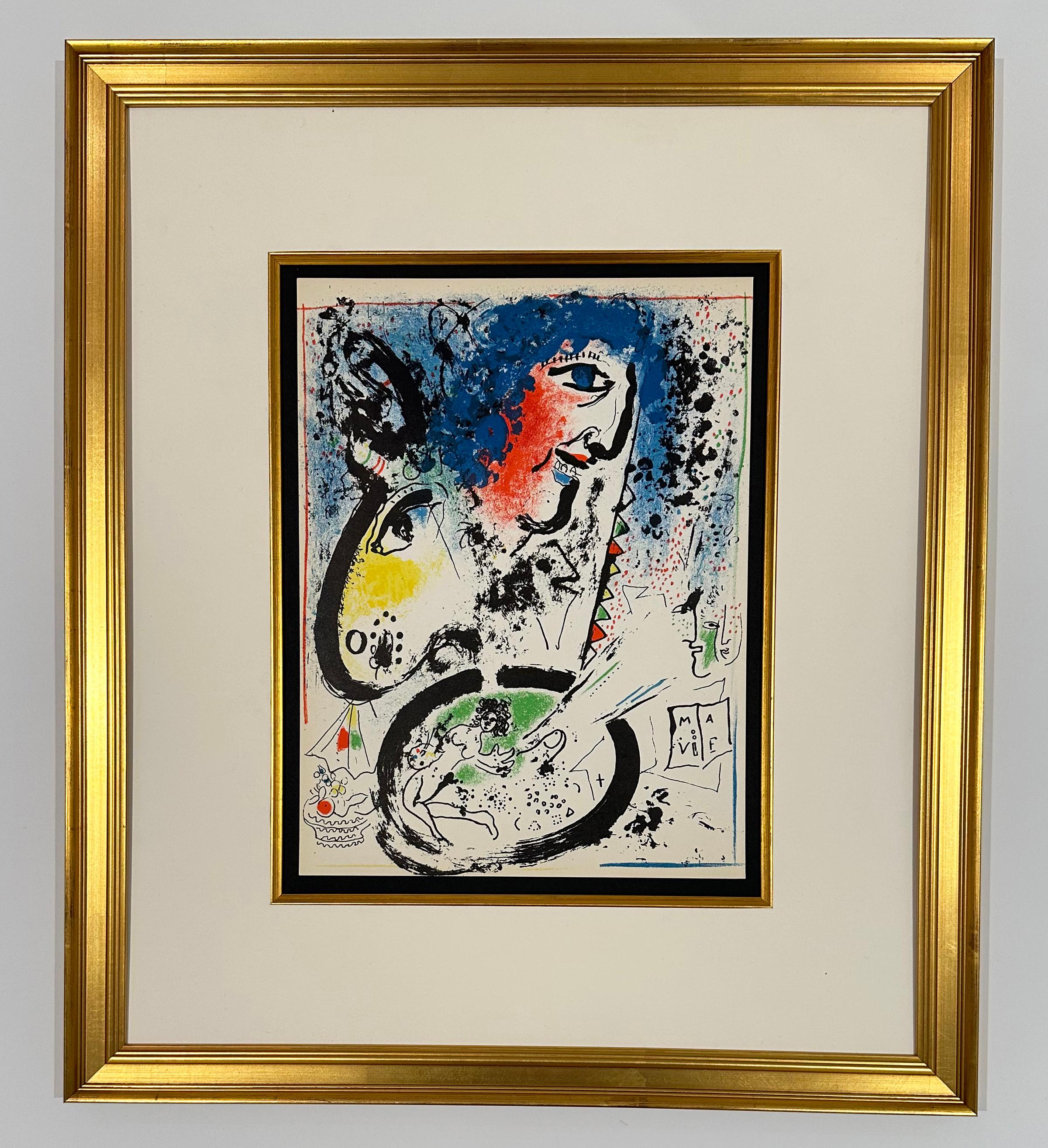 Self-Portrait (Frontispiz), aus 1960 Mourlot Lithographe I – Print von Marc Chagall