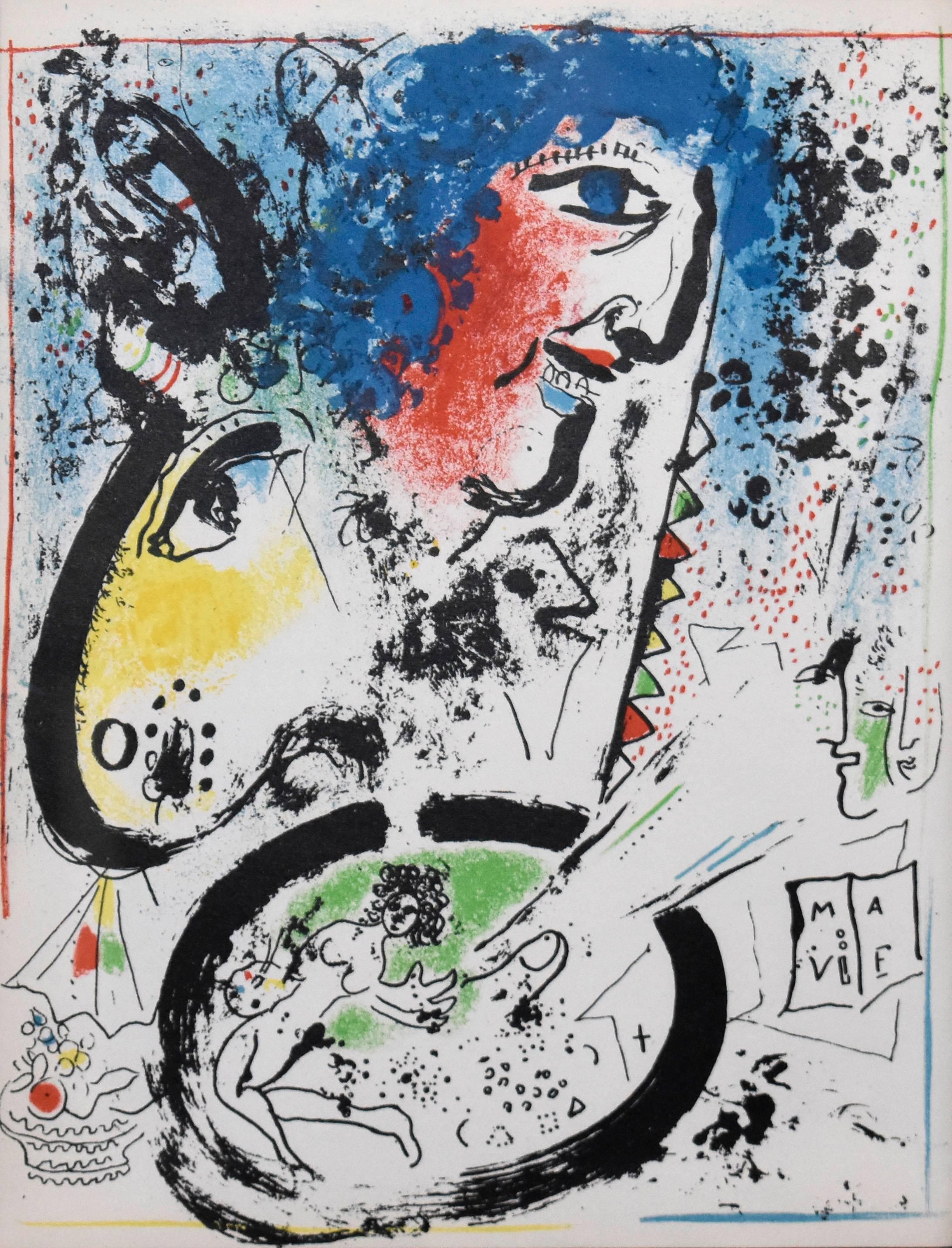Marc Chagall Figurative Print – Self-Portrait (Frontispiz), aus 1960 Mourlot Lithographe I