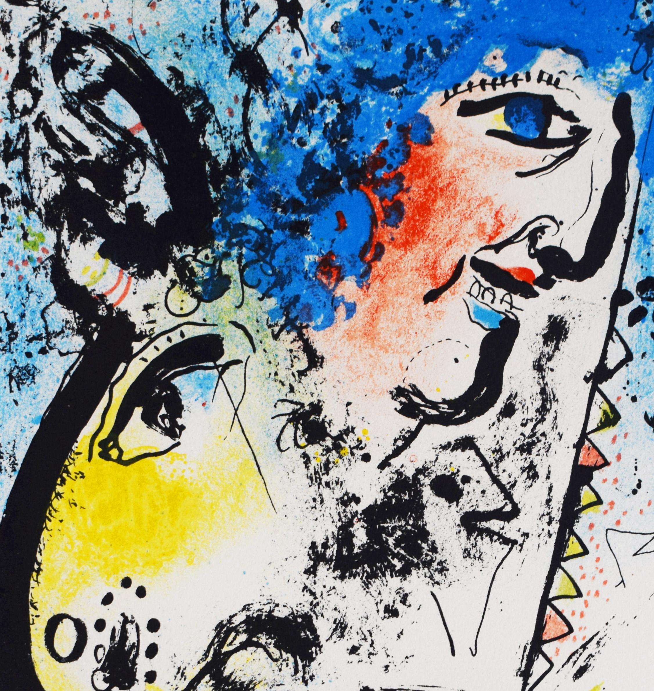 Self Portrait (Frontispiece) from, The Lithographs of Chagall, Volume I - French - Gray Portrait Print by Marc Chagall