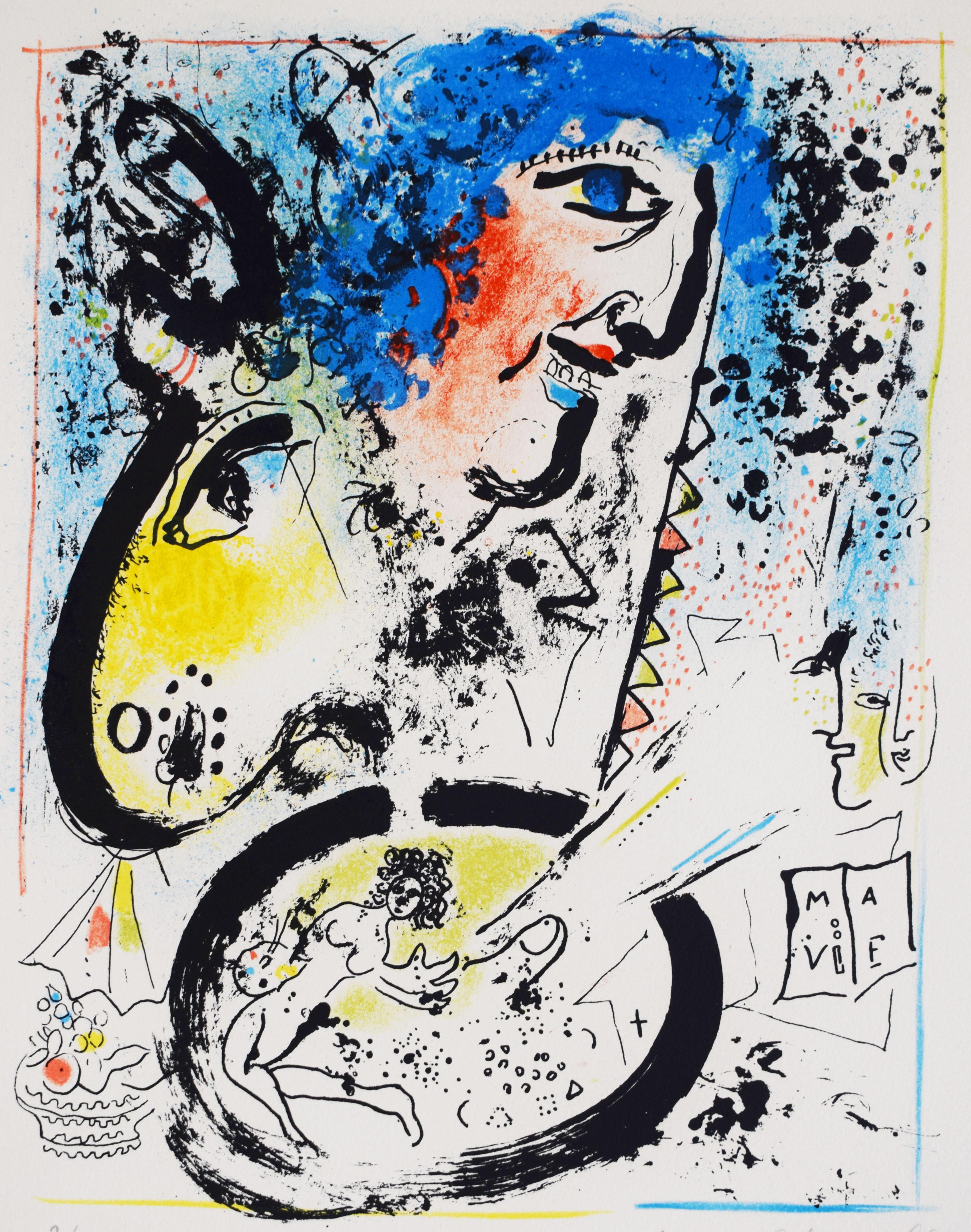 Marc Chagall Portrait Print - Self Portrait (Frontispiece) from, The Lithographs of Chagall, Volume I - French