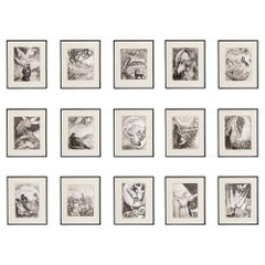 Lot de 15 héliogravures encadrées de Marc Chagall, série « Biblique », 1956