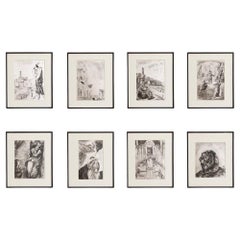 Set of Eight Marc Chagall, Biblical Series, 1956, Framed Heliogravures