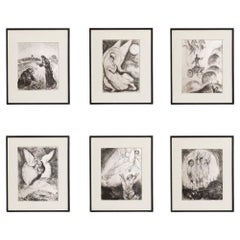 Set of Six Marc Chagall, Biblical Series, 1956, Framed Heliogravures