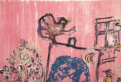 Si Mon Soleil (Plate 6 From Poems), Woodcut and Collage by Marc Chagall