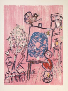 Si Mon Soleil (Plate 6 From Poems), Woodcut and Collage by Marc Chagall