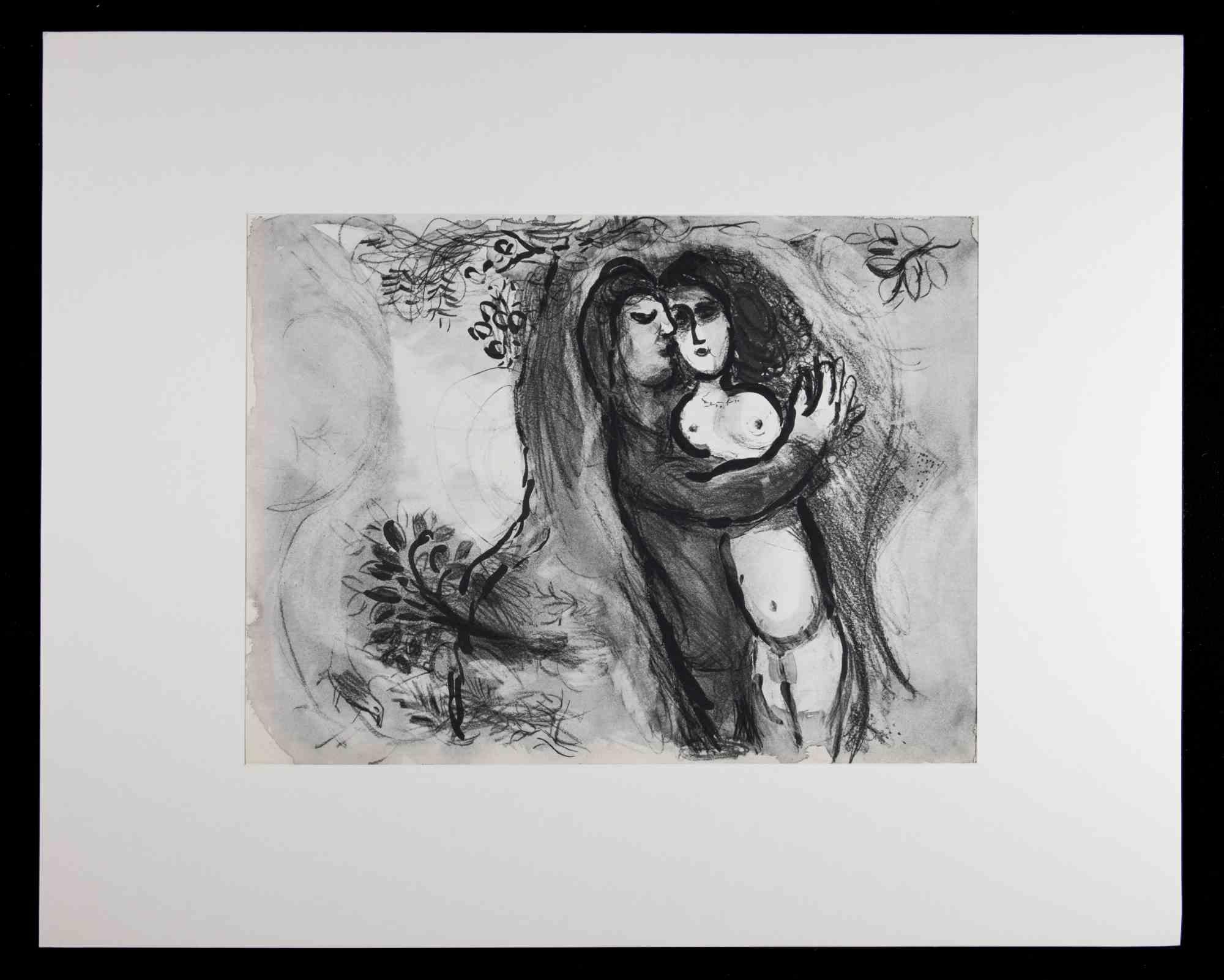 Sichem enlève Dinas  from Verve "Dessins pour la bible" is a splendid heliogravure realized by Marc Chagall in 1960s.

This beautiful artwork belongs to the issue of Verve that includes the artworks that Marc Chagall made in 1958 and 1959 on