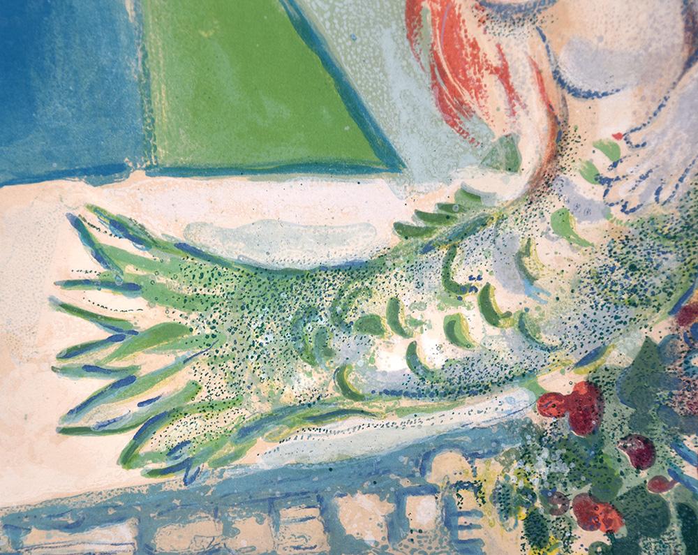 Sirène au poète (Siren with Poet), from Nice and the Côte d'Azur - Beige Figurative Print by Marc Chagall