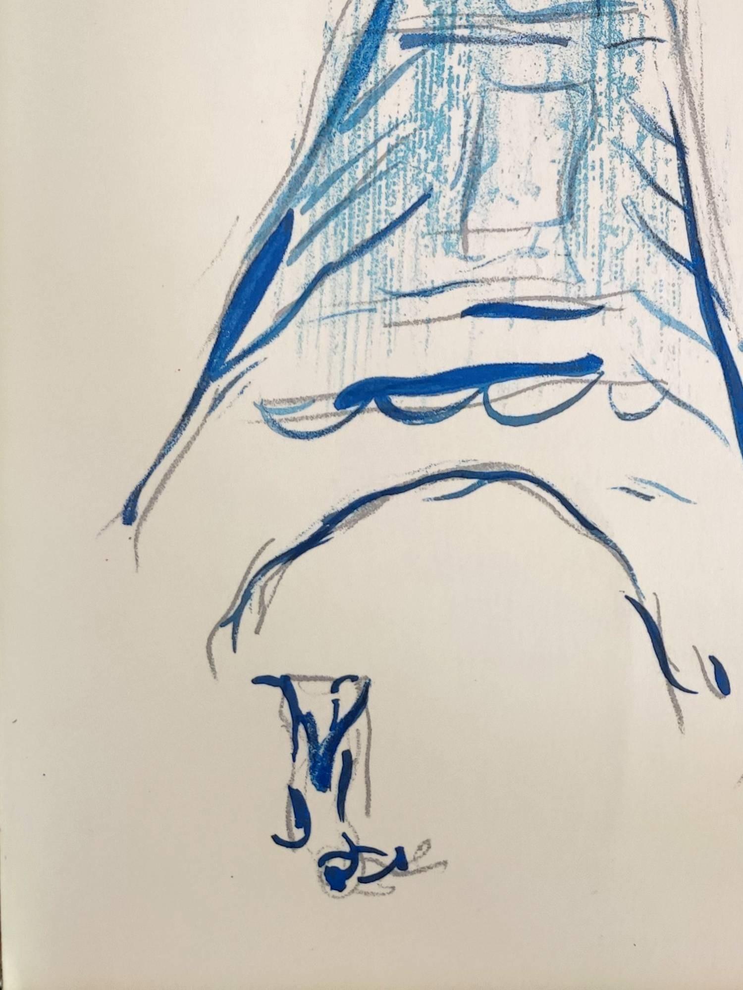 Sketch for the Angel of Mozart - Print by Marc Chagall