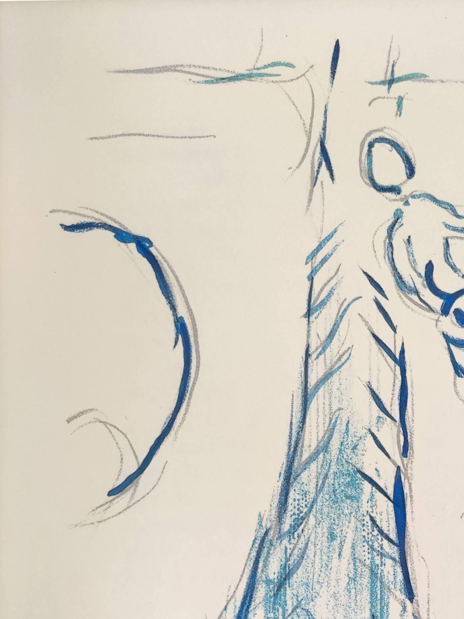 Sketch for the Angel of Mozart - Beige Figurative Print by Marc Chagall