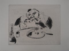 Sobakevitch eating - Original Etching - Ref. Sorlier #39