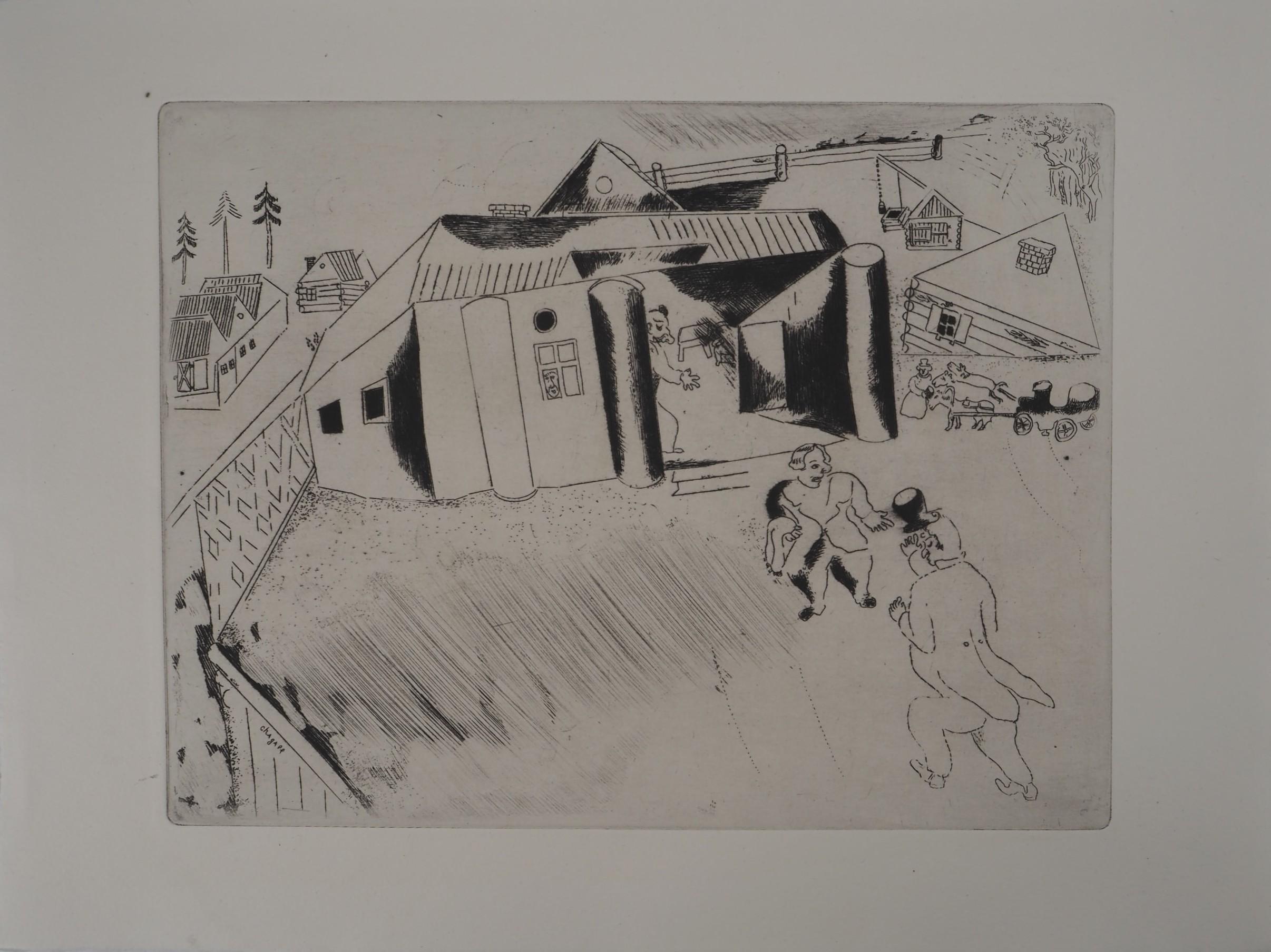 Marc Chagall Figurative Print - Sobakevitch's House - Original Etching - Ref. Sorlier #32