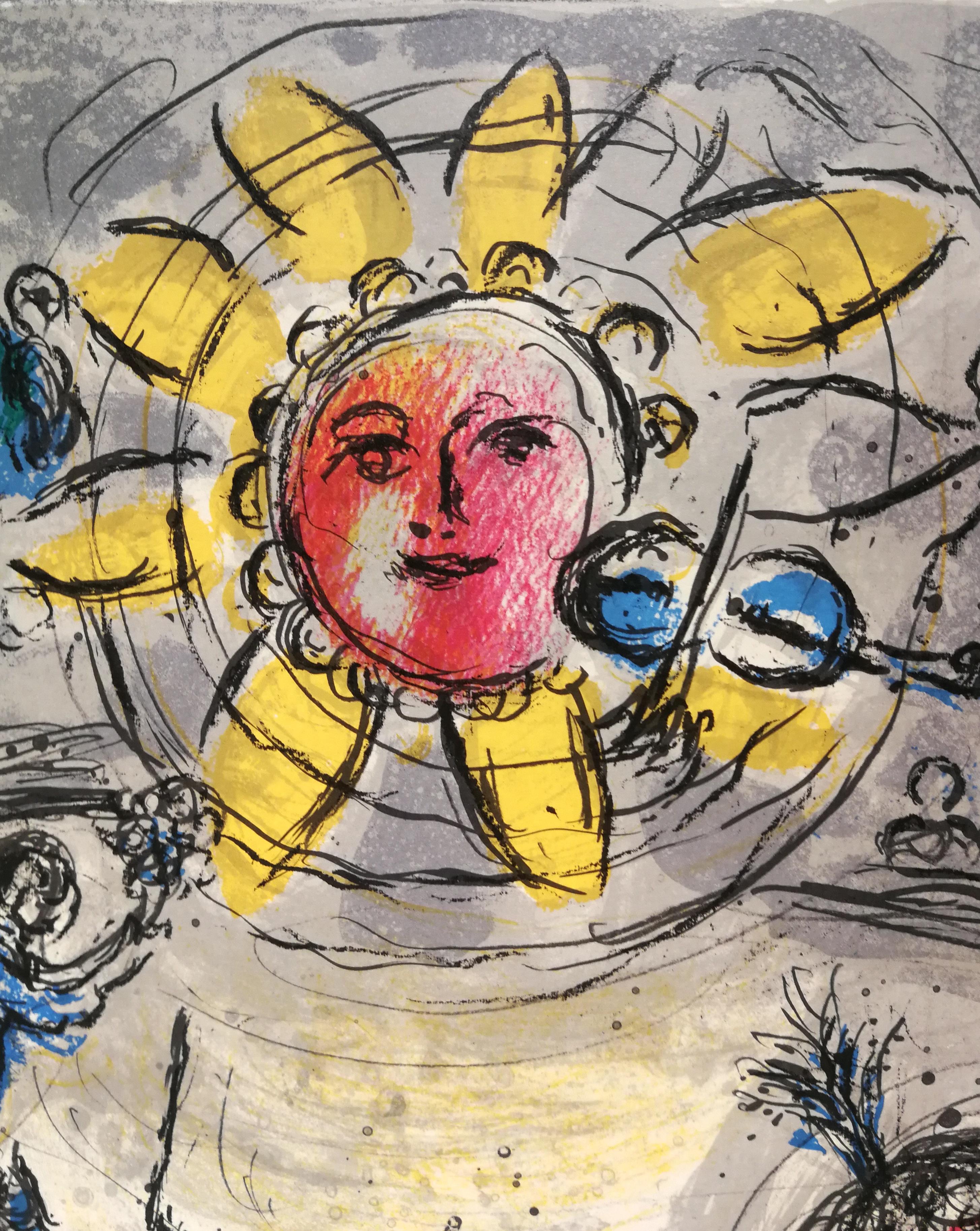 Soleil au cheval rouge - Print de Marc Chagall