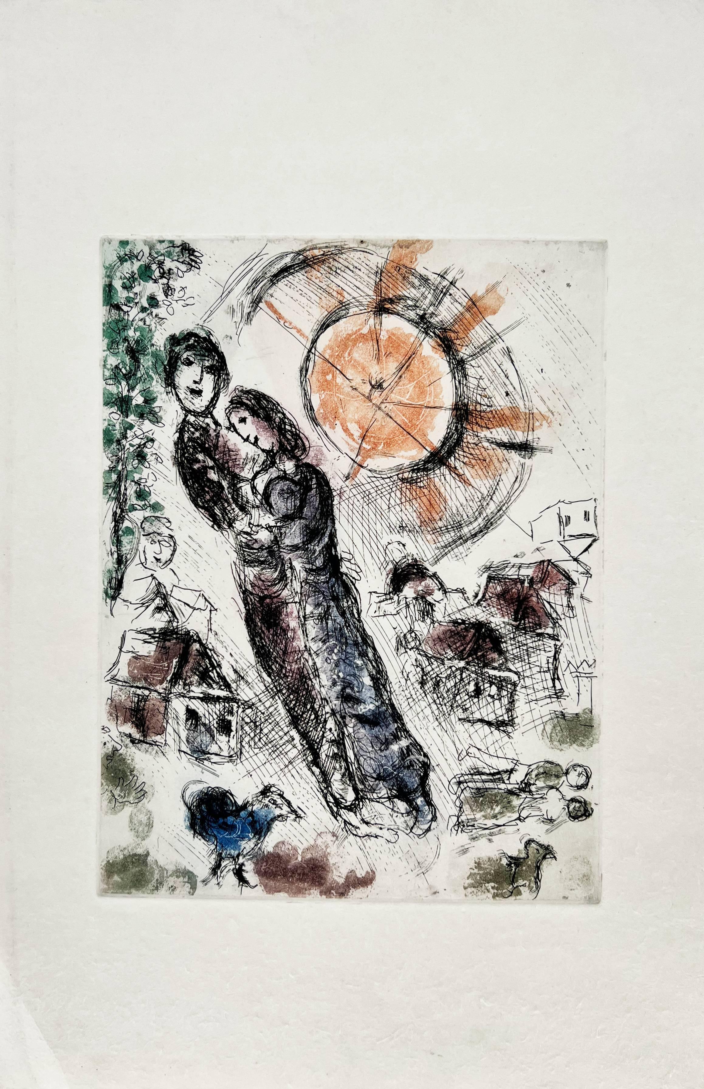 Soleil aux amoureux - Print by Marc Chagall