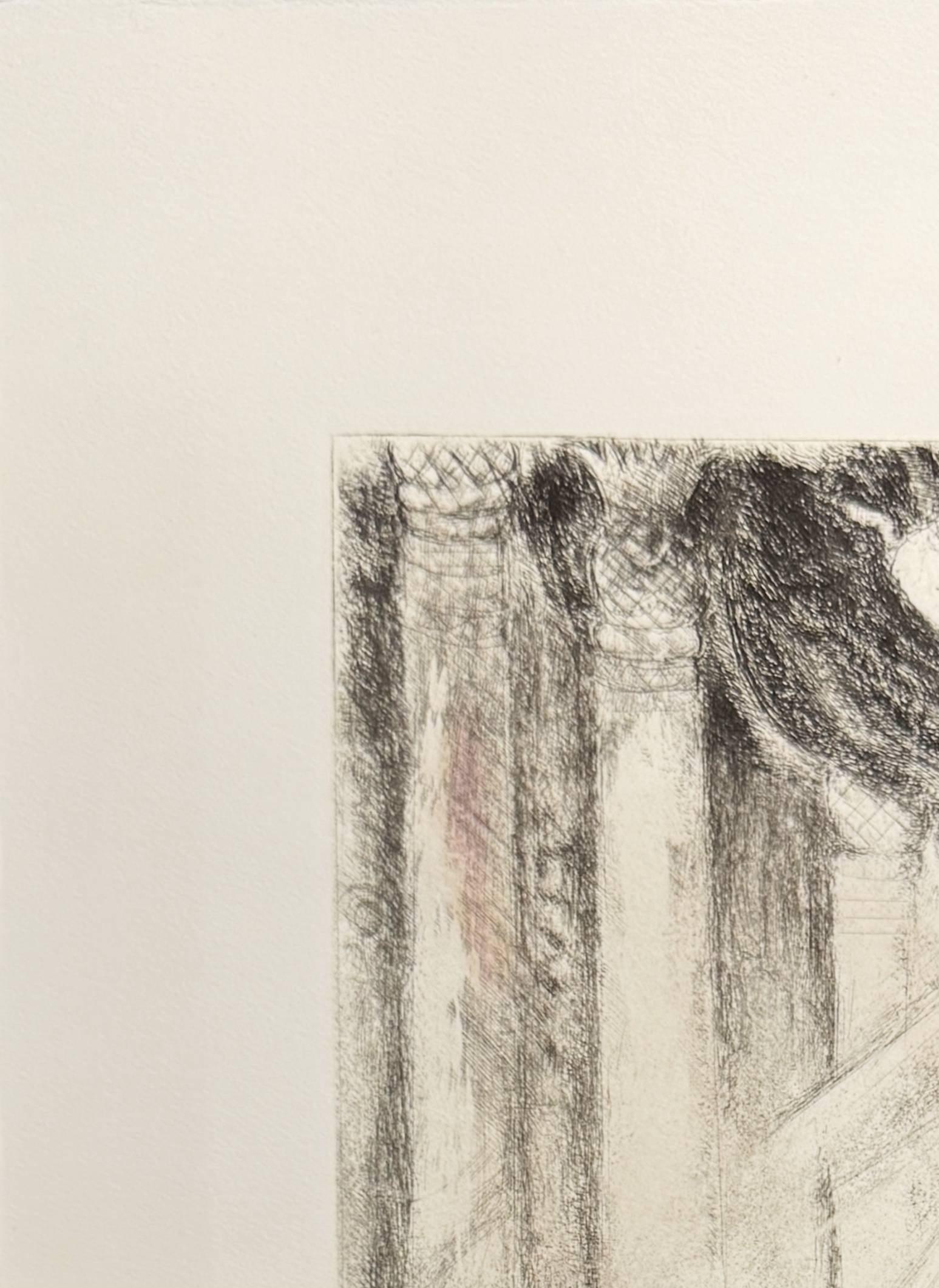 Marc Chagall (1887-1985) - La prière de Salomon

Gravure de 1952.

Edition de 100

Rehaussé d'une aquarelle de l'artiste.

Dimensions de l'œuvre : 52 x 37 cm.

Signé à la main.

Éditeur : Tériade, Paris.

Référence : Cramer 30.

L'œuvre est en bon