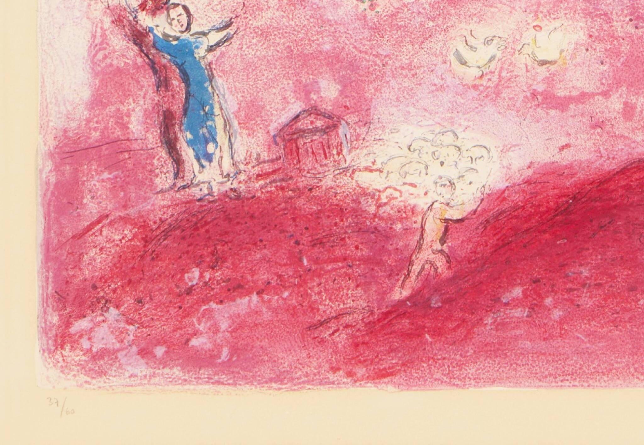 Springtime in the Meadow, from Daphnis and Chloe - Pink Print by Marc Chagall