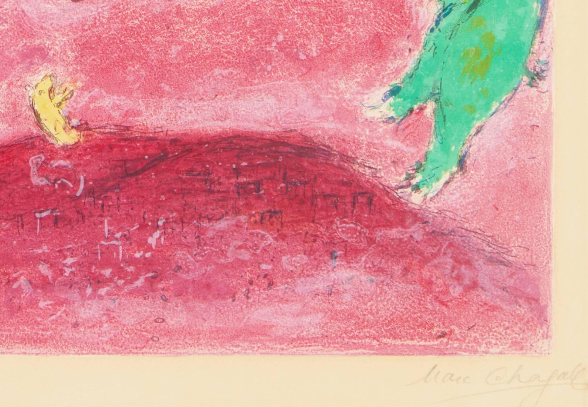 Marc Chagall (1887–1985, France)
Springtime in the Meadow, from Daphnis and Chloe, 1961

Marc Chagall’s Springtime in the Meadow is a vibrant color lithograph from his celebrated Daphnis and Chloe series, inspired by the ancient Greek pastoral