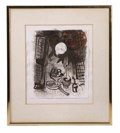 Still life in Brown - Lithograph by Marc Chagall - 1957