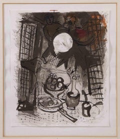 Still life in Brown - Original Lithograph by Marc Chagall - 1957