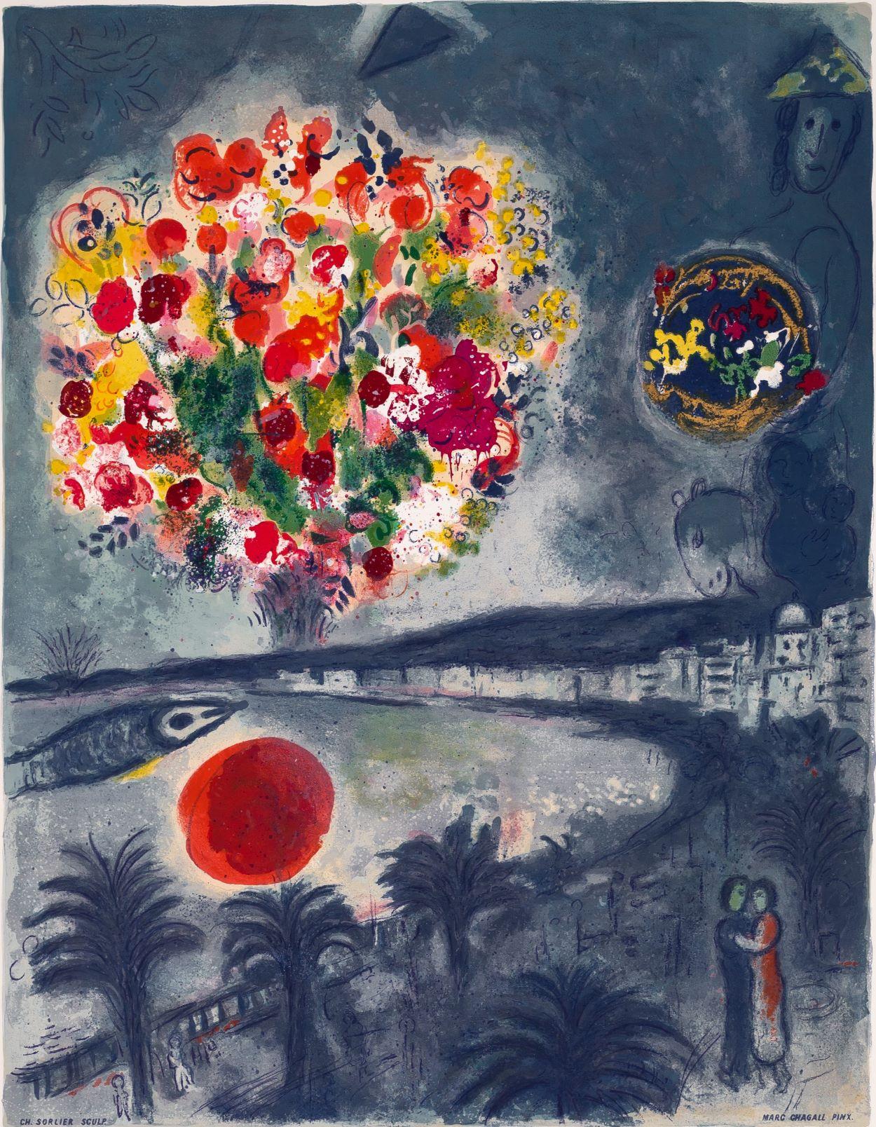 Sunset, 1967 (Nice et la Côte d'Azur, CS.26) - Print by Marc Chagall