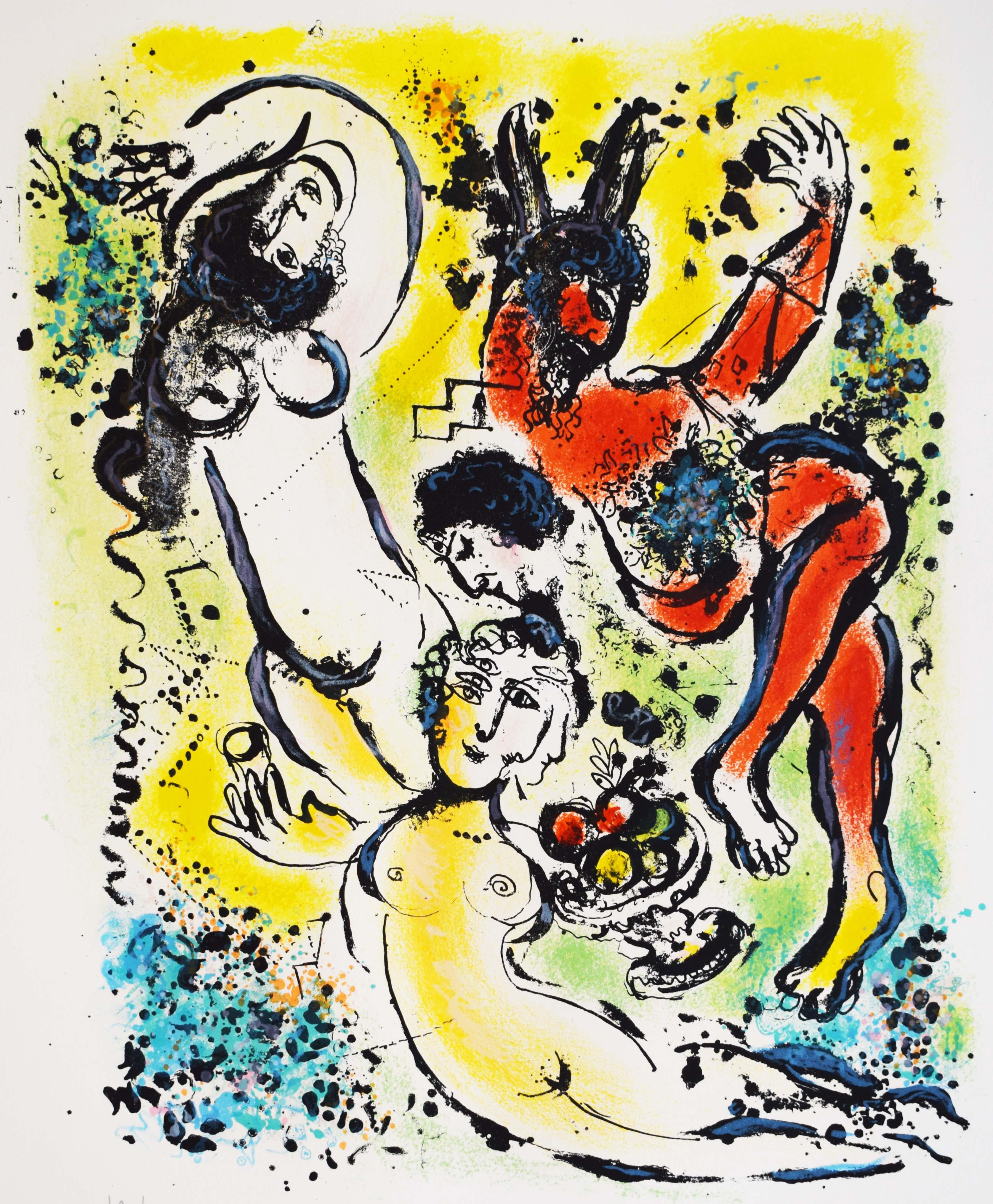 Marc Chagall Figurative Print - Take up again, muses… Theocritus, from: In the Land of the Gods - Greek Myths