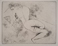 Großer Akt mit Fächern – Originalradierung (Kornfeld #39), 1924