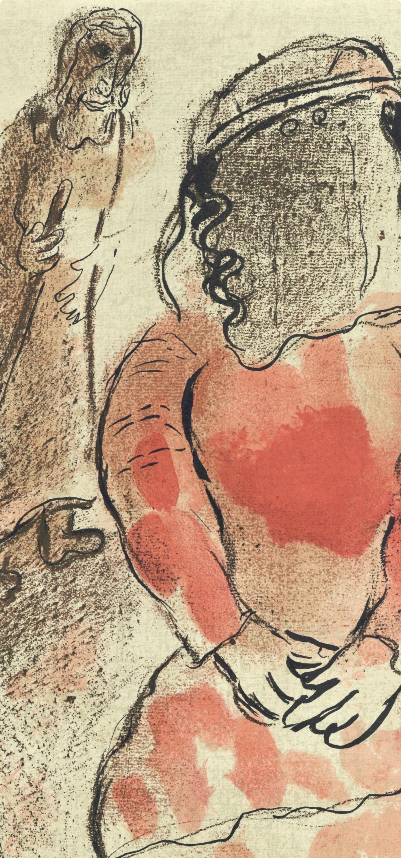 Tamar Belle-Fille de Judas (Mourlot 230-77; Cramer 42), Dessins Pour La Bible - Brown Figurative Print by Marc Chagall