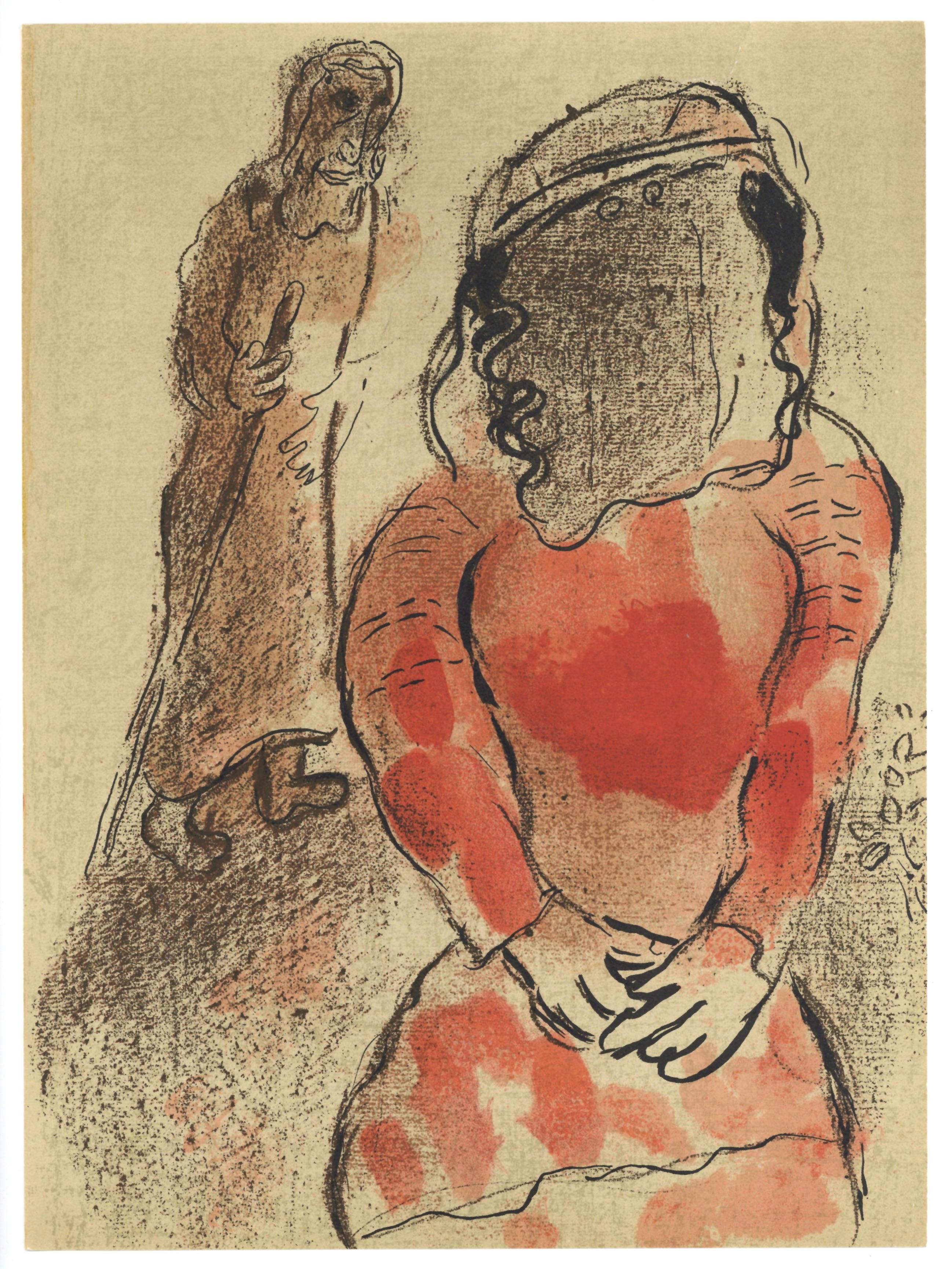 Portrait Print di Marc Chagall - "Tamar, nuora di Giuda" litografia originale