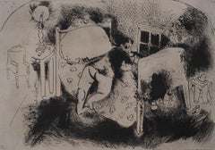 Tchitchikov on the Bed - Original Etching - Ref. Sorlier #15