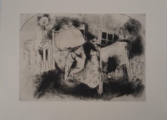 Tchitchikov on the Bed - Original Etching - Ref. Sorlier #15
