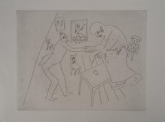 Tchitchikov's Goodbye to Manilov - Original Etching - Ref. Sorlier #12