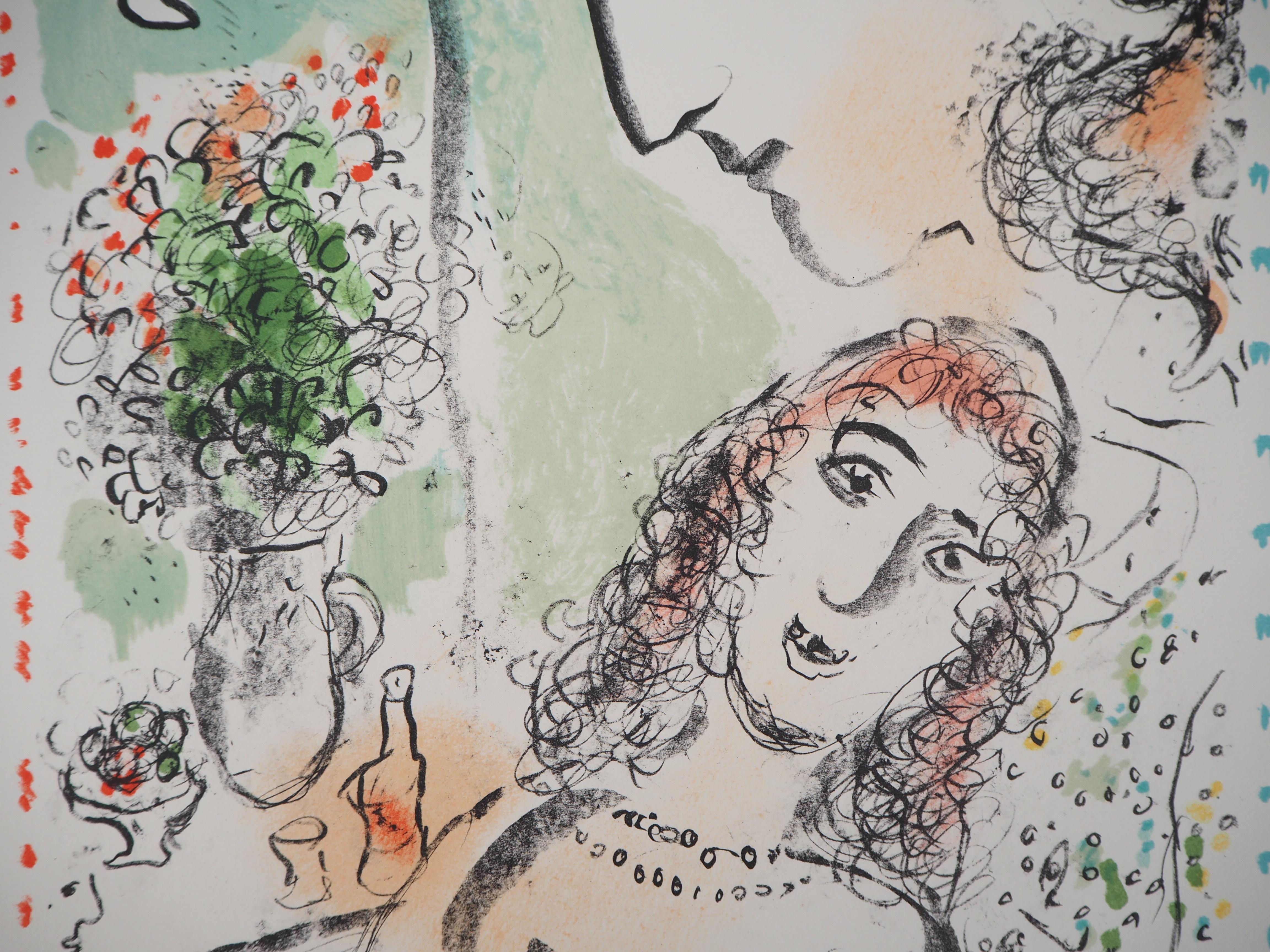 Tenderness - Original lithograph, Hand Signed and Numbered / 50 (Mourlot #1020) - Gray Figurative Print by Marc Chagall