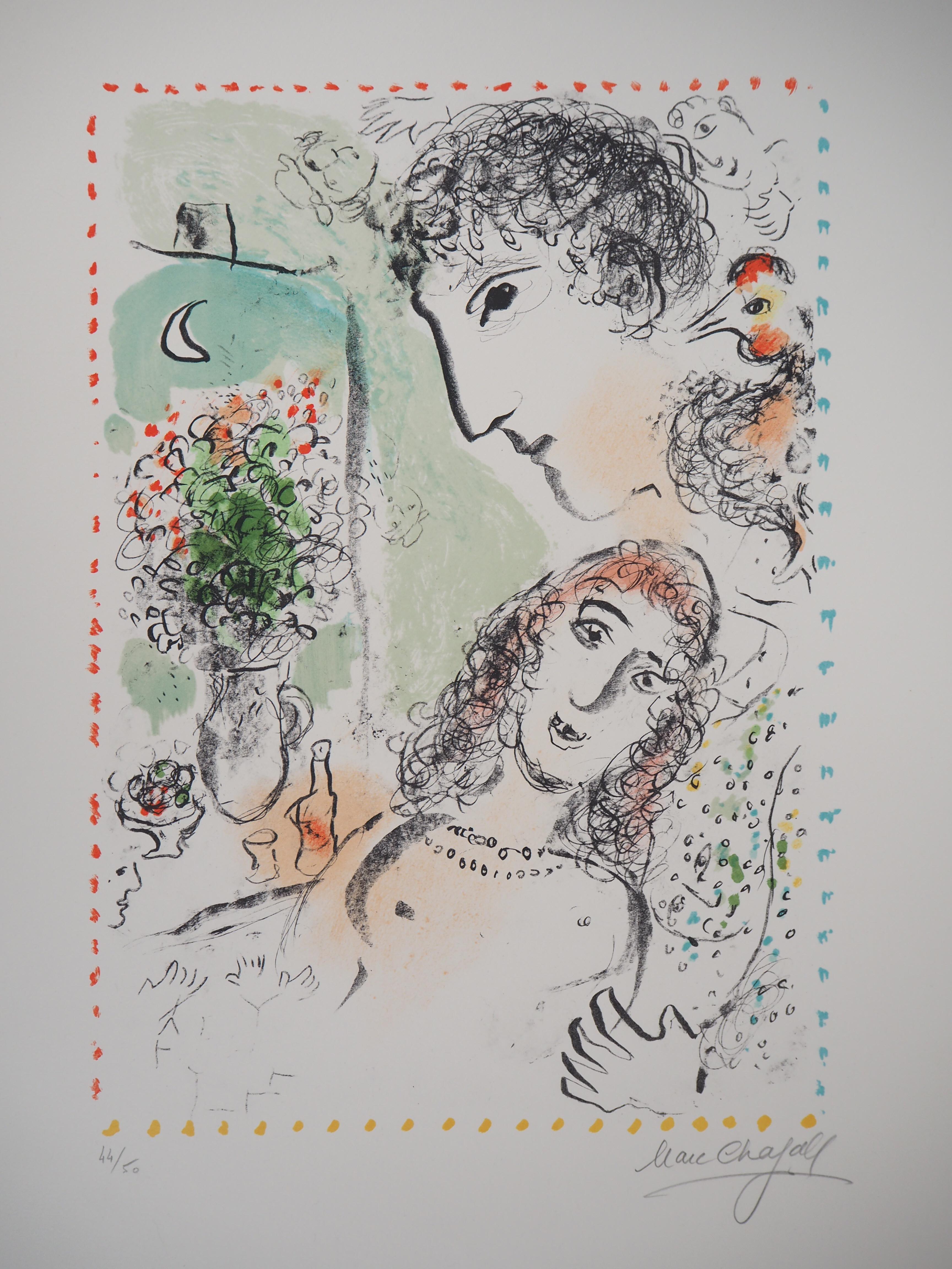 Marc Chagall Figurative Print - Tenderness - Original lithograph, Hand Signed and Numbered / 50 (Mourlot #1020)